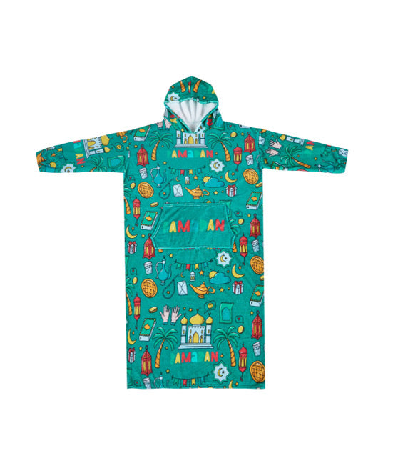 Ramadan Cozy Fleece Hoodie Blanket (Green)