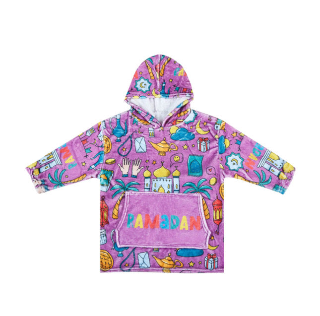 Ramadan Cozy Fleece Hoodie Blanket (pink)