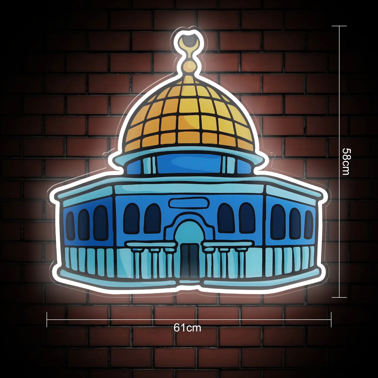 Colorful Dome Of Rock Jerusalem Neon Light