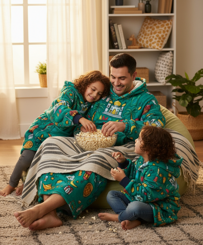 Ramadan Cozy Fleece Hoodie Blanket (Green)