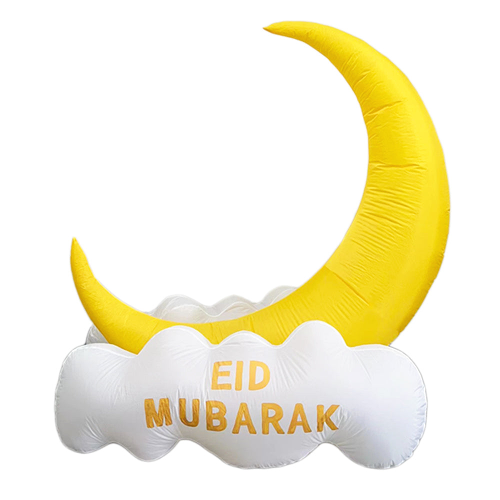 Inflatable Islamic 5FT Ramadan Mubarak Crescent and Cloud. Ramadan Blow Up Yard Decorations for Home Holiday , Outdoor, Garden, Lawn Decor. With LED Lights And Ramadan/Eid Printed.