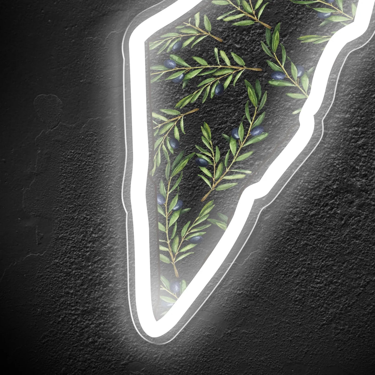 Palestine Olive Tree Map Neon Light