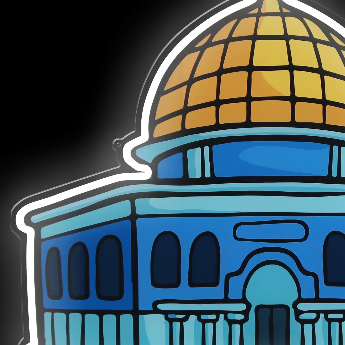 Colorful Dome Of Rock Jerusalem Neon Light