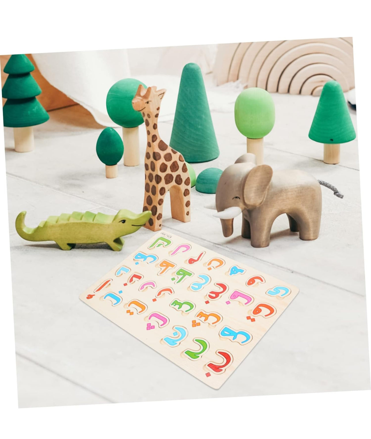 Set Arabic Puzzle Alphabet Puzzle Kids Puzzle Children Toys Arabic Matching Toy Wooden Jigsaw Puzzles for Kids Arabic Alphabet for Kids