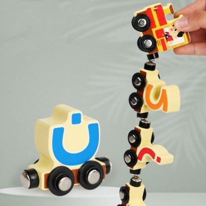 Arabic Alphabet Wooden magnetic Train Set in a Wooden Box.