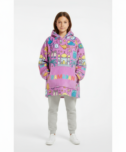 Ramadan Cozy Fleece Hoodie Blanket (pink)