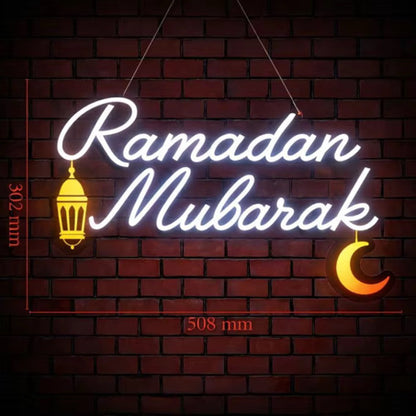 Ramadan Kareem in White Decorative Neon Window Lights.