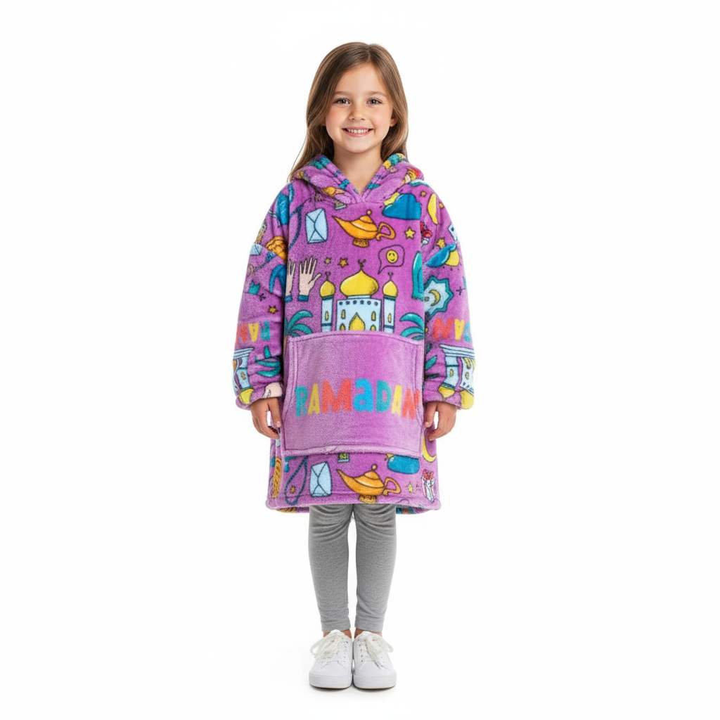 Ramadan Cozy Fleece Hoodie Blanket (pink)