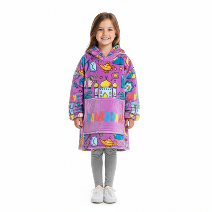 Ramadan Cozy Fleece Hoodie Blanket (pink)
