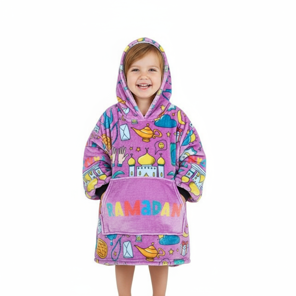 Ramadan Cozy Fleece Hoodie Blanket (pink)