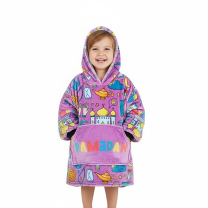 Ramadan Cozy Fleece Hoodie Blanket (pink)