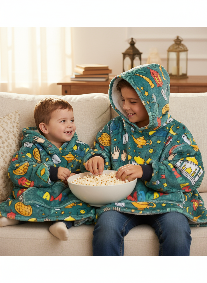 Ramadan Cozy Fleece Hoodie Blanket (Green)