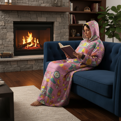Ramadan Cozy Fleece Hoodie Blanket (pink)