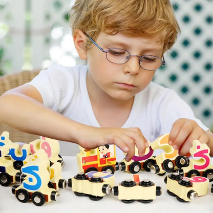 Arabic Alphabet Wooden magnetic Train Set in a Wooden Box.