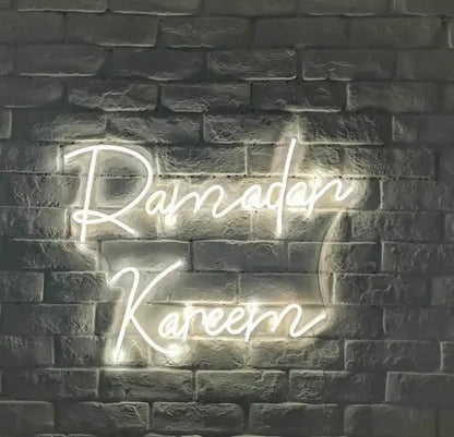 Ramadan Kareem in White Decorative Neon Window Lights.