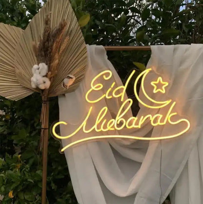 Eid Mubarak in White Decorative Neon Window Lights.