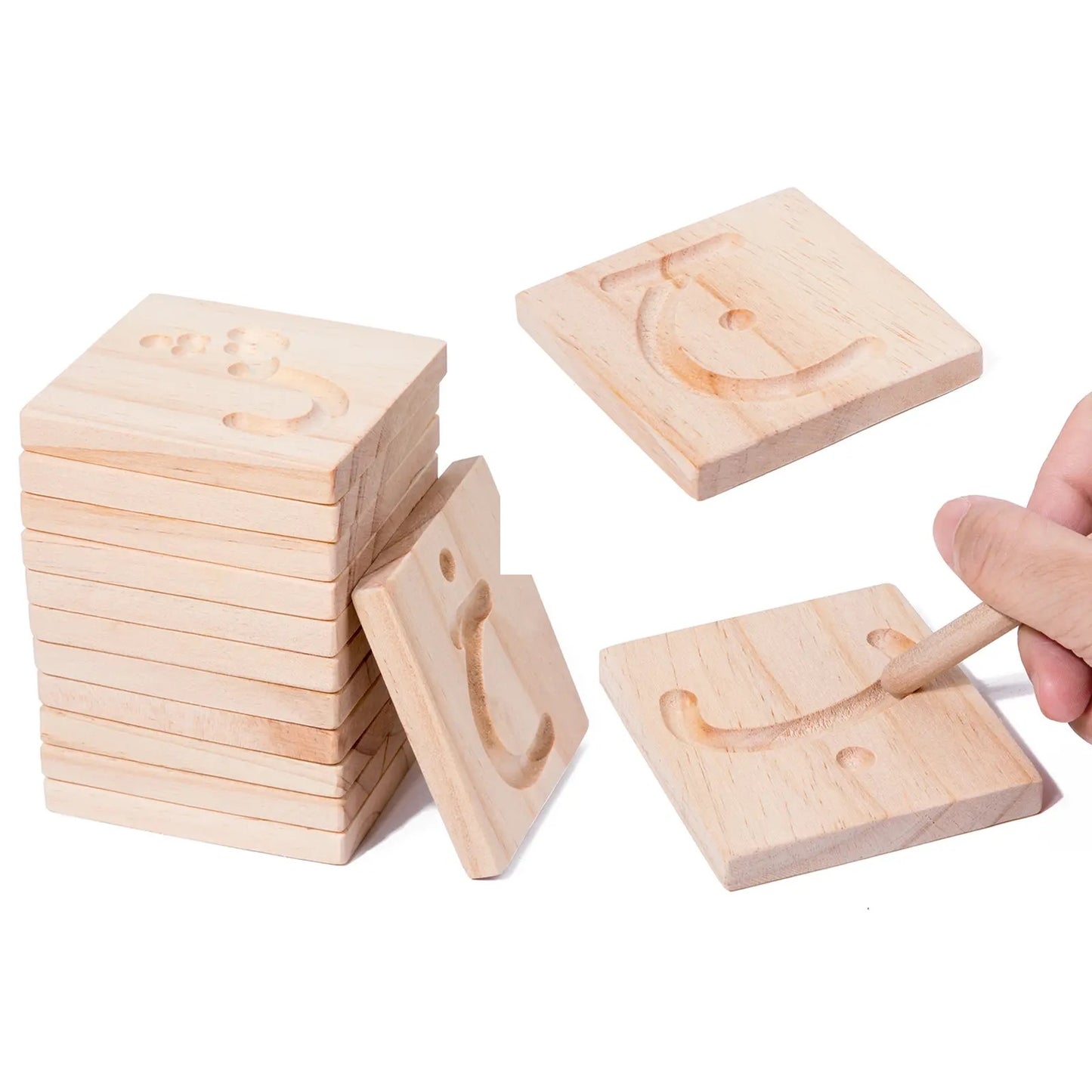 Montessori Arabic Alphabet Letters in wooden Blocks to Learn writing