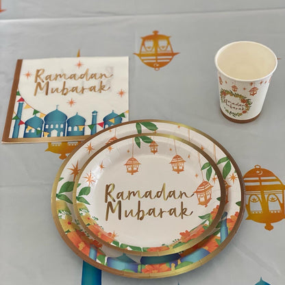 Ramadan Mubarak paper plates 89pcs tableware set.